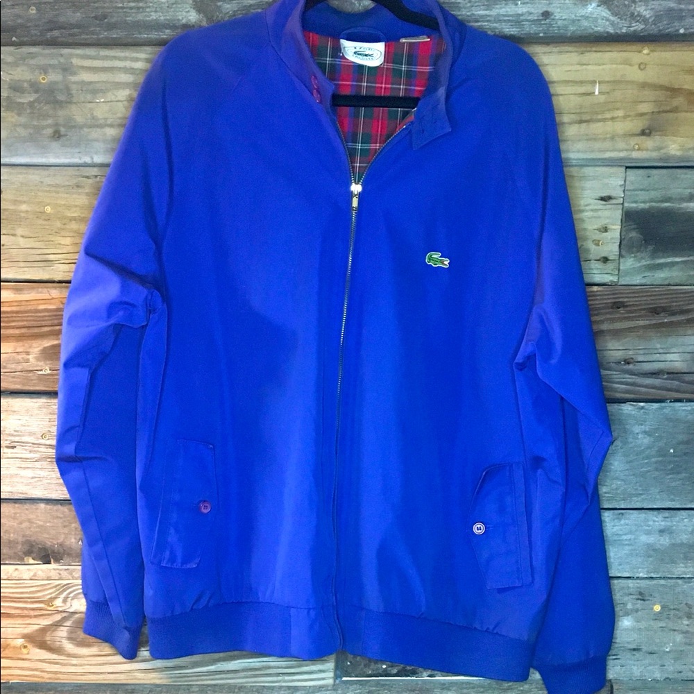 Vintage Izod Lacoste Jacket Blue Plaid Lining Mens XLarge Coat